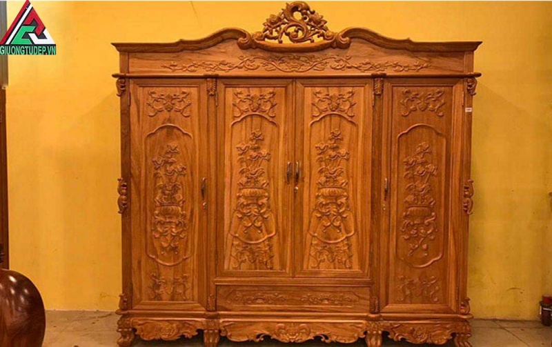 Thiết kế tủ gỗ gõ đỏ truyền thống 