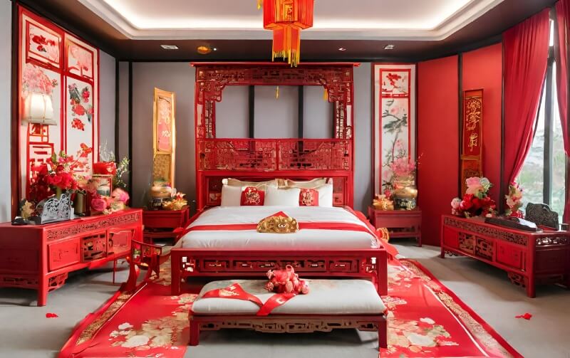 mẫu phòng cưới theo phong cách Trung Hoa