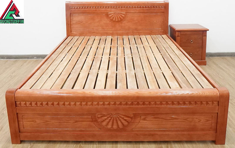 Giường ngủ gỗ sồi kiểu dáng hiện đại, sang trọng