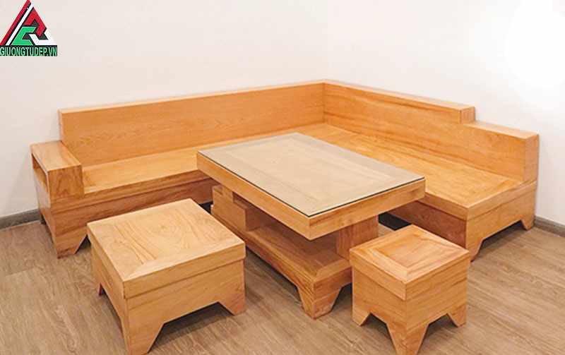 Sofa gỗ tự nhiên kiểu góc chữ L