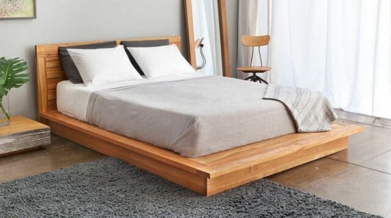 Mẫu giường bệt bằng gỗ có thiết kế phần chân giường thấp độc đáo