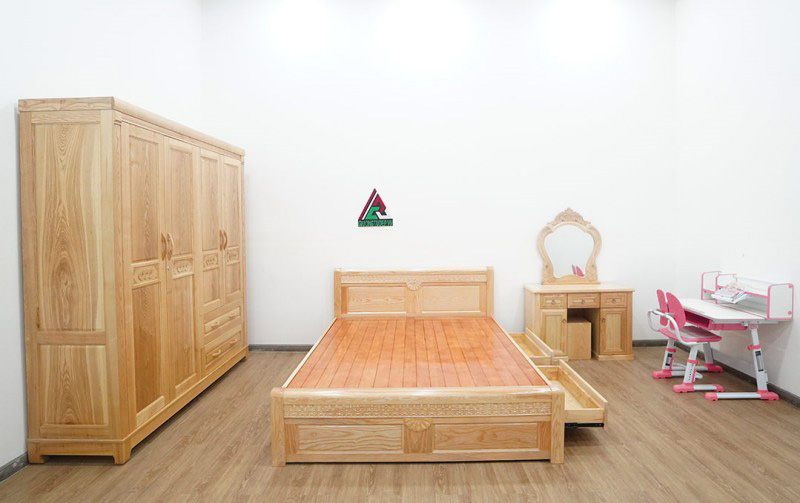 Khi phòng ngủ có diện tích nhỏ chọn giường ngủ gỗ sồ 1m4x2m tạo tổng thể hài hoà