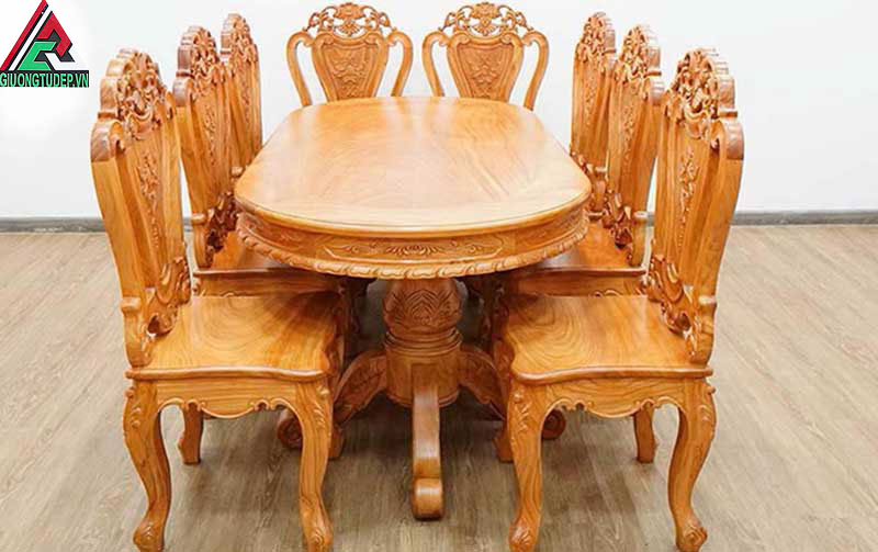 Mẫu bàn ăn 8 ghế thiết kế vô cùng tinh xảo