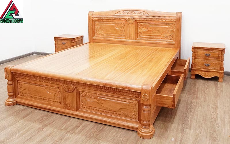 Vẻ đẹp kiều diễm, nhẹ nhàng, thanh tao và chất lượng tuyệt đỉnh là những mỹ từ dành riêng để miêu tả sự hoàn hảo của mẫu giường gỗ gõ đỏ GN76