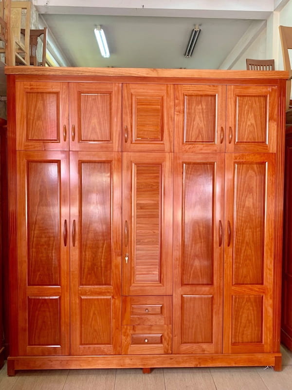 tủ quần áo 5 buồng bằng gỗ xoan đào