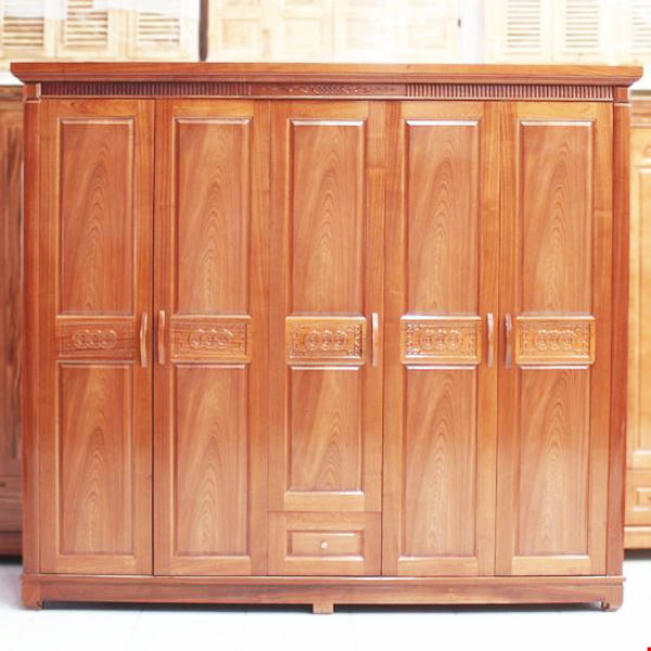 tủ quần áo gỗ sồi 5 buồng