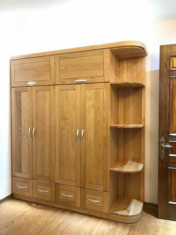 tủ quần áo gỗ tự nhiên 2 tầng