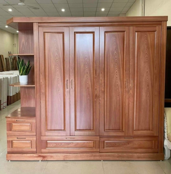 tủ quần áo gỗ tự nhiên 4 buồng