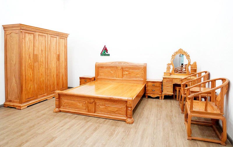 Bộ combo phòng ngủ tủ quần áo gỗ tự nhiên