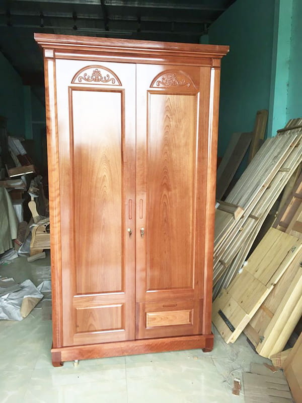 tủ quần áo gỗ xoan đào 2 cánh