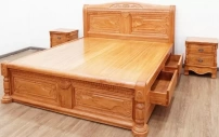 Giường Có Ngăn Kéo Gỗ Gõ Đỏ 