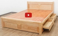 Giường Gỗ Sồi Có Ngăn Kéo 