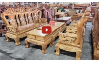 Bộ Salon Gỗ Gỗ Đỏ Nguyên Khói Cao Cấp 