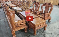 Salon Gỗ Hương Đá Guyên Khối Đào Chim