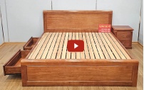 Giường Ngủ Hiện Đại Gỗ Xoan Đào Có Ngăn Kéo GN280