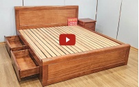 Giường Ngủ Hiện Đại Gỗ Xoan Đào Có Ngăn Kéo