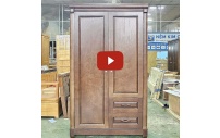 Tủ gỗ sồi sơn màu óc chó