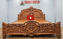 Giường Ngủ Gỗ Gõ Đỏ Cao Cấp Tân Cổ Điển