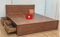 Giường Ngủ Màu Gỗ Óc Chó Có Ngăn Kéo