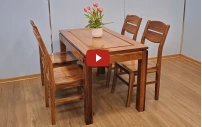 Bộ Bàn Ăn 4 Ghế Gỗ Hương Xám