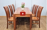 Bộ Bàn Ăn Hiện Đại 6 Ghế Gõ Xoan Đào