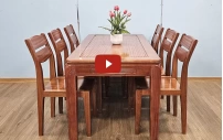 Bộ Bàn Ăn Gõ Xoan Đào 6 Ghế Hiện Đại