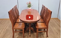 Mẫu Bàn Ăn Gỗ Oval 6 Ghế 