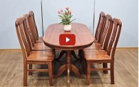 Bàn Ăn Oval Gỗ Xoan Đào 6 Ghế Đẹp