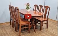 Bàn Ăn Oval Gỗ Xoan Đào 6 Ghế Đẹp