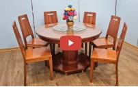 Bộ Bàn Ăn Tròn 6 Ghế Gỗ Xoan Đào