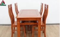 Bàn Ăn Gỗ Sồi 4 Ghế Mặt Liền 