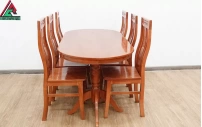 Mẫu Bàn Ăn Oval 6 Ghế Gỗ Sồi