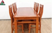 Bộ Bàn Ăn 6 Ghế Mặt Liền Gỗ Sồi