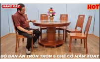 Bộ Bàn Ăn Tròn Hiện Đại 6 Ghế có Mâm Xoay