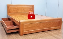 Giường ngủ gỗ đỏ có ngăn kéo - GN59