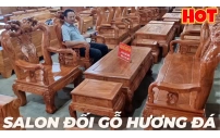 Salon Gỗ Hương Đá Tay 12 Chạm Đào 6 Món Siêu Sang 