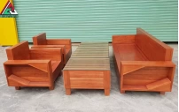 Sofa Gỗ Xoan Đào Kiểu Đối Tay Vuông SP03