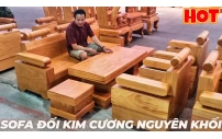 Sofa Đối Gỗ Gõ Đỏ Kim Cương Nguyên Khối
