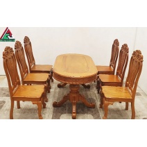 Băn ăn gỗ gõ đỏ ô van 6 ghế