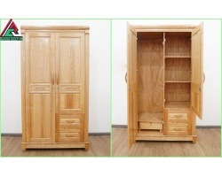 Chuyên tủ quần áo gỗ sồi 2 buồng 2 cánh giá rẻ, chất lượng