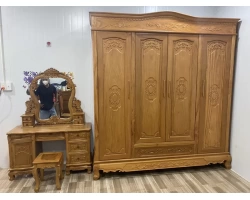 Giao tủ quần áo và bàn trang điểm gỗ gõ đỏ cho khách hàng tại Cẩm Mỹ, Đồng Nai