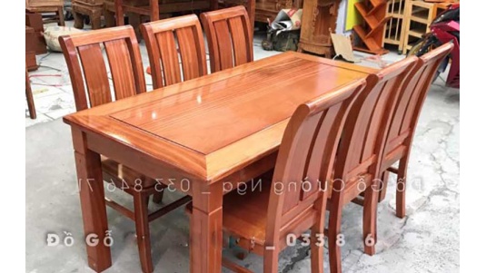 Bàn Ăn Gỗ Xoan Đào Nguyên Khối BA35