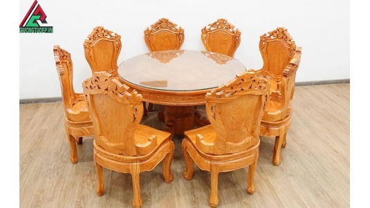 Bàn Ăn Gỗ Gõ Đỏ Nam Phi Nguyên Khối BA29