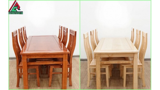 Bàn Ăn Gỗ Sồi 6 Ghế Mặt Liền BA20