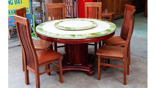 Bàn Ăn Mặt Đá 6 Ghế Tròn Đẹp BA15