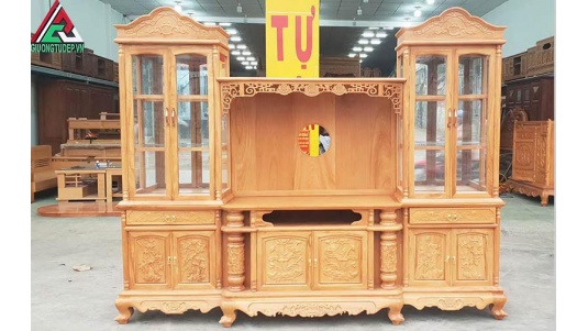 Kệ Tivi Gỗ Gõ Đỏ 2m6 KTV19