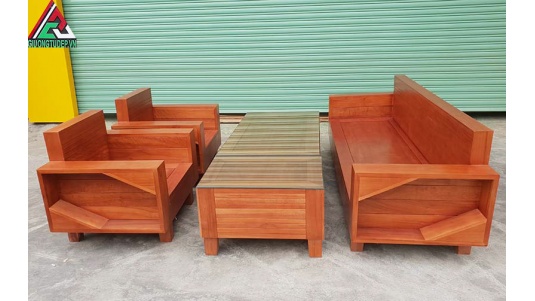 Sofa Gỗ Xoan Đào Kiểu Đối Tay Vuông SP03
