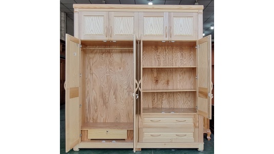 Tủ Áo 4 Cánh 2 Tầng Gỗ Sồi Nga