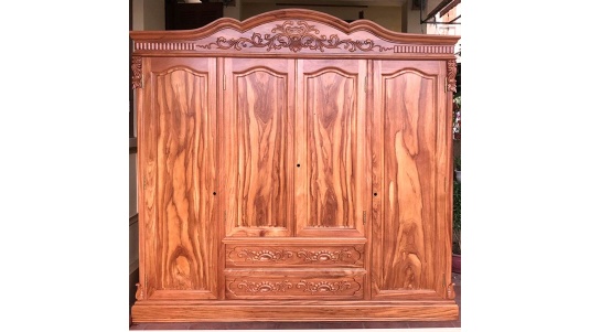 Tủ Quần Áo Gỗ Gõ Đỏ 3 Buồng 4 Cánh 