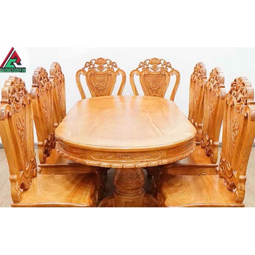 Bàn Ăn Gỗ Gõ Đỏ Lào Nguyên Khối BA33
